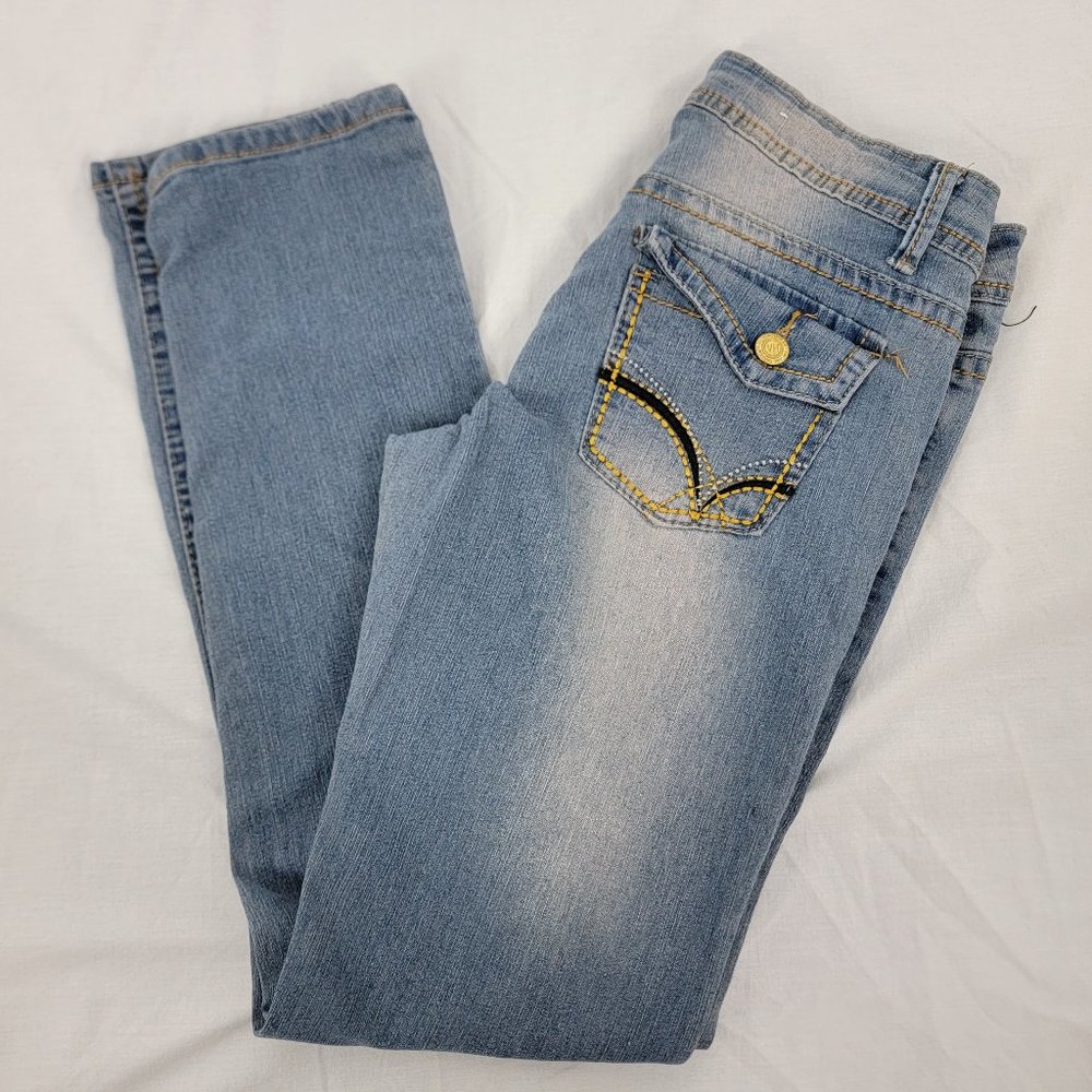 Vintage Harlem Stretch Skinny Jeans Light Wash Low Rise Blue Junior Women 7
